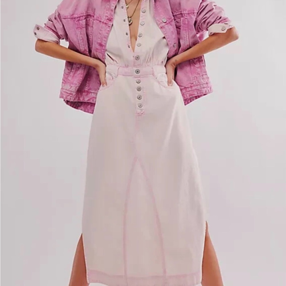 Free People Mad Love Denim Midi Dress, size Medium